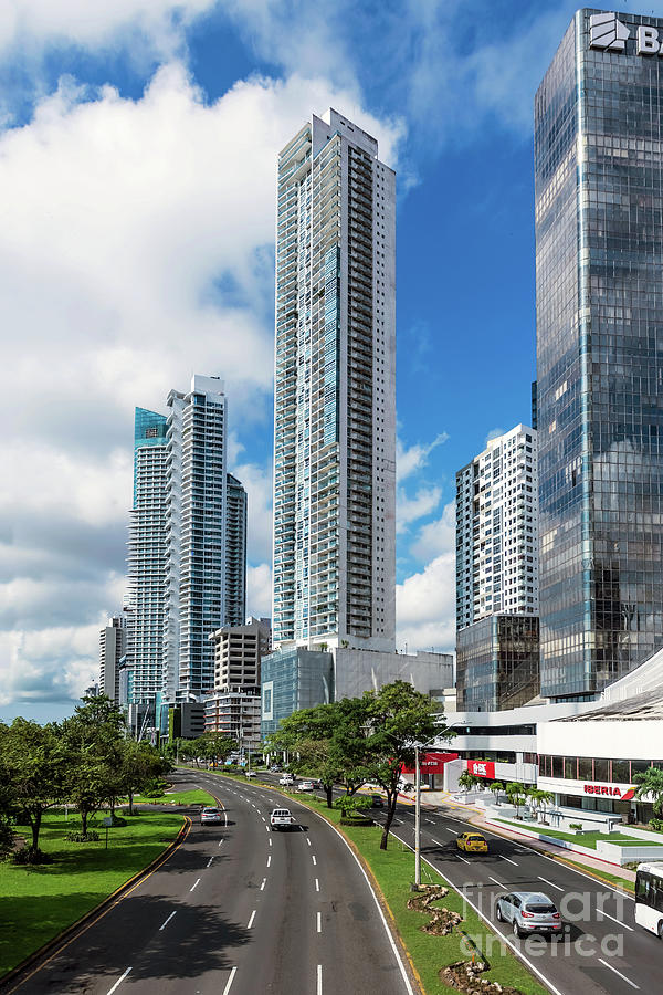 The skyline of skyscrapers in Panama City, Panama. Photograph by Marek ...