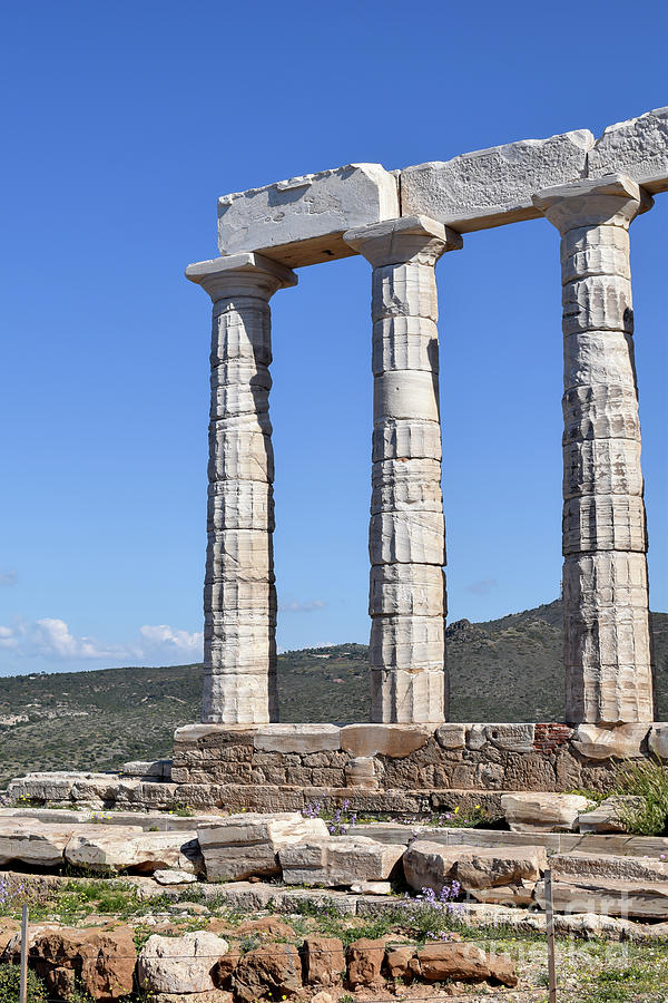 The Temple of Poseidon sits on a hilltop on Cape Sounion, Attica #2 Photograph by William Kuta
