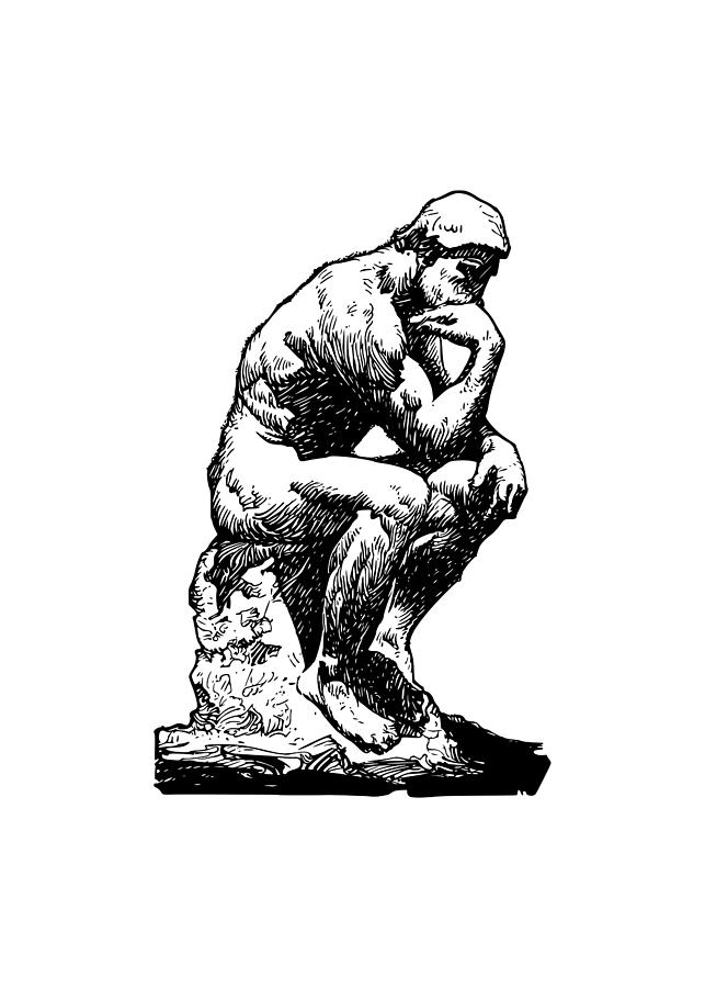 Auguste Rodin Drawing - The Thinker #3 by Auguste Rodin