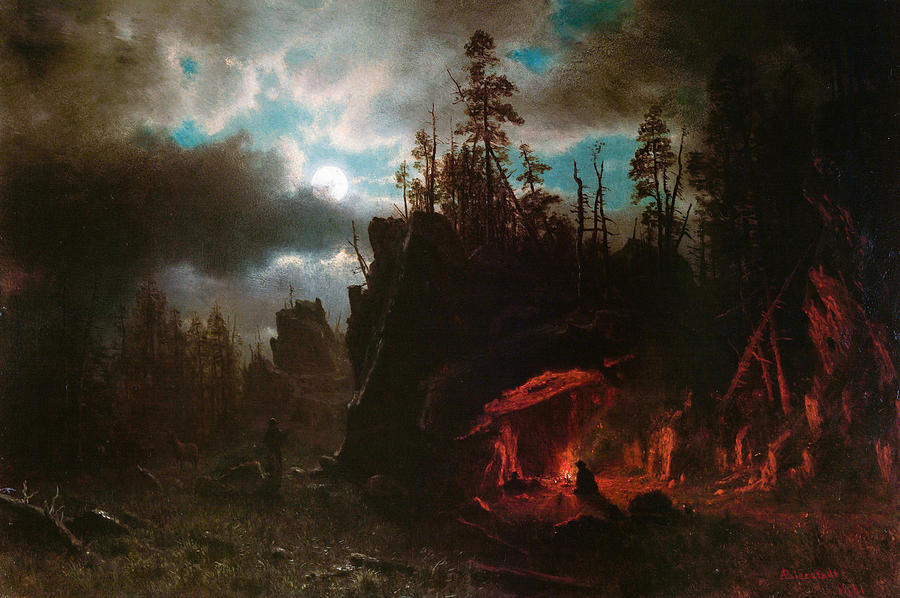 Albert Bierstadt  Painting - The Trappers Camp  #3 by Alexander Ivanov