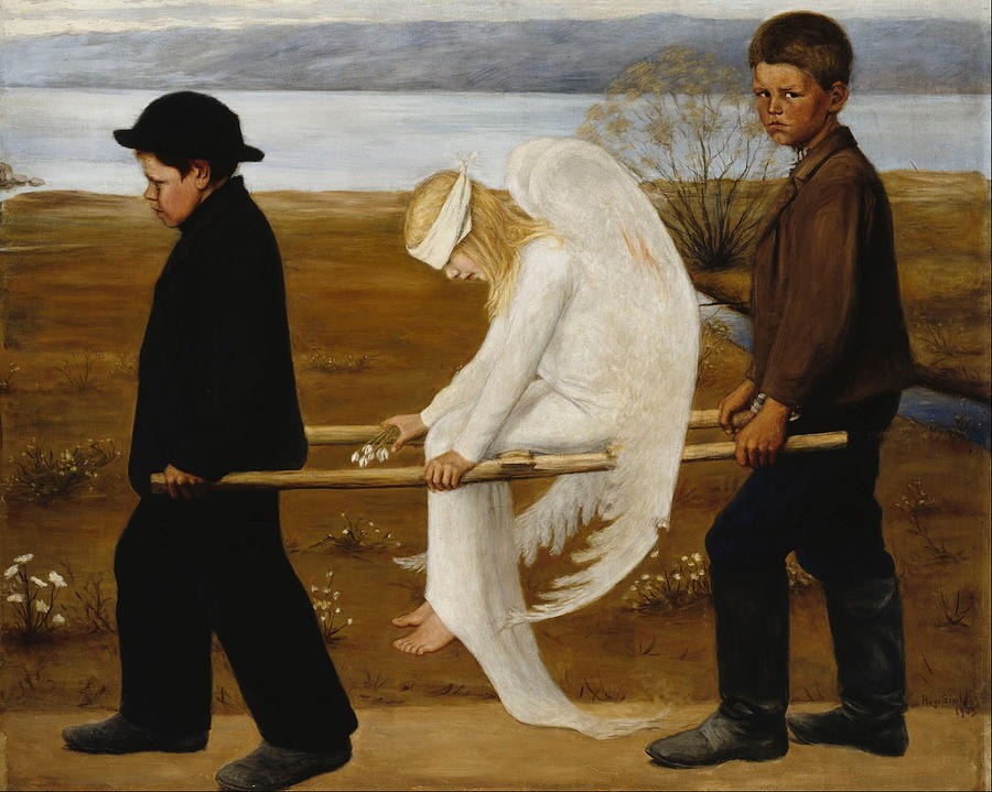 Christmas Painting - The Wounded Angel #3 by Hugo Simberg