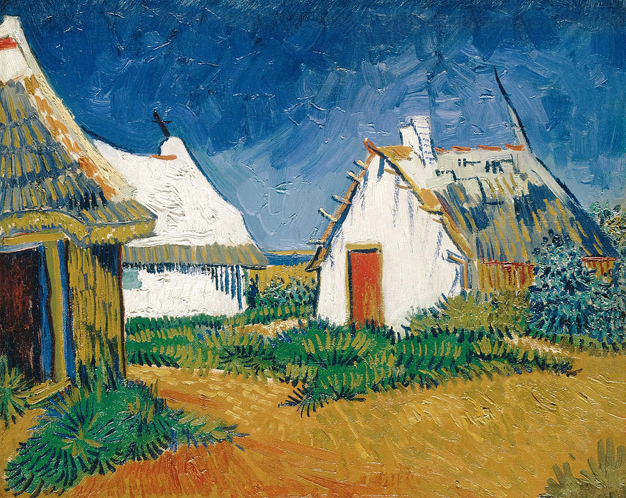 Vincent Van Gogh Painting - Three White Cottages in Saintes-Maries by Vincent van Gogh  by Mango Art