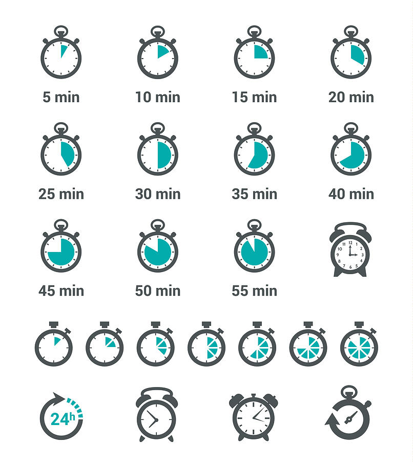 Time Clock Icons Set #3 Drawing by Artvea