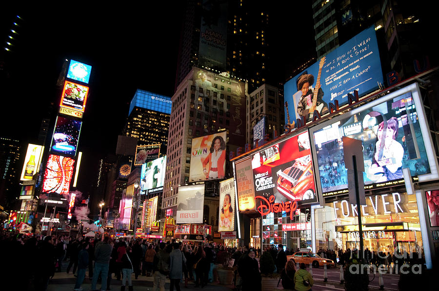 Times Square in New York City - 1540 Broadway - Disney Store - Forever 21  Metal Print