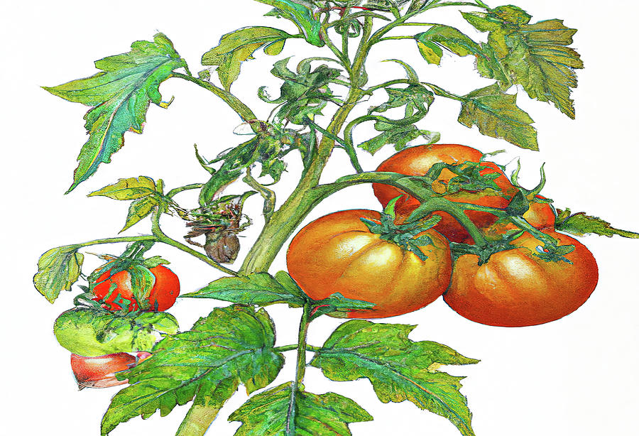 3 Tomatoes 3c Digital Art by Cathy Anderson