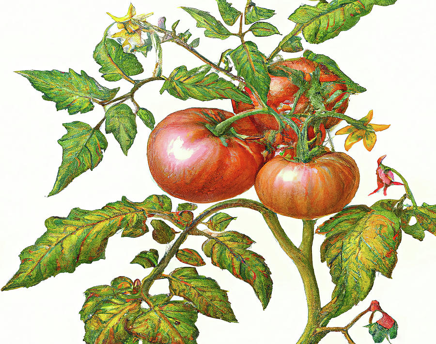 3 Tomatoes Three  Digital Art by Cathy Anderson