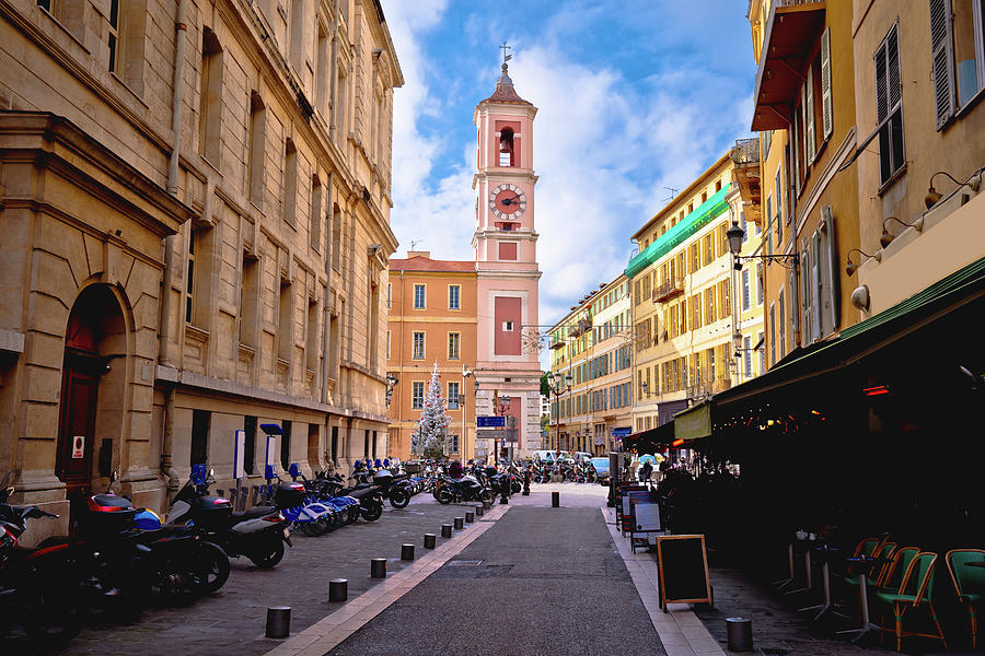 Town of Nice colorful street architecture and church view #3 Photograph by Brch Photography