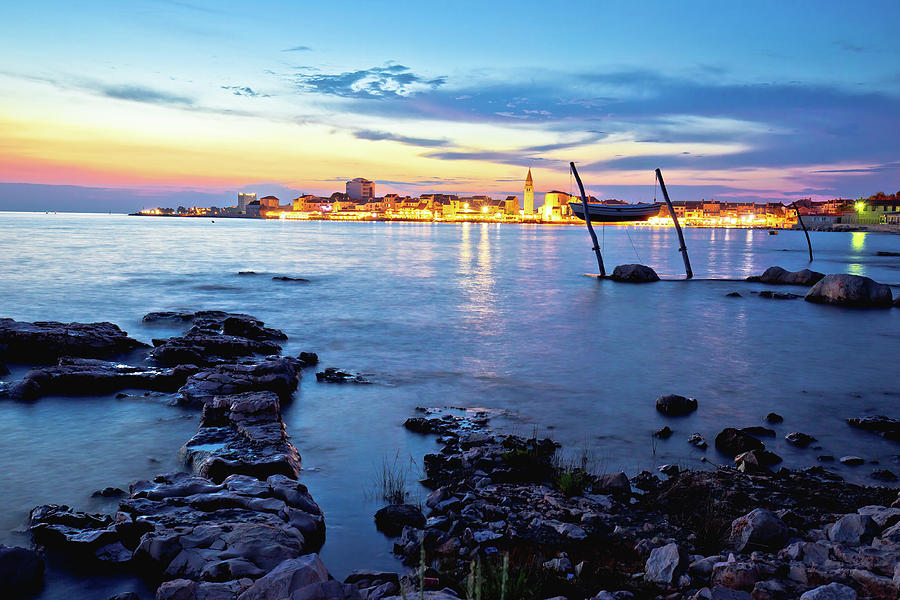 Town of Umag waterfront and coast evening view #3 Photograph by Brch Photography