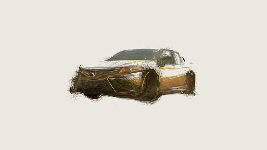 Toyota Camry TRD Car Drawing #3 Digital Art by CarsToon Concept