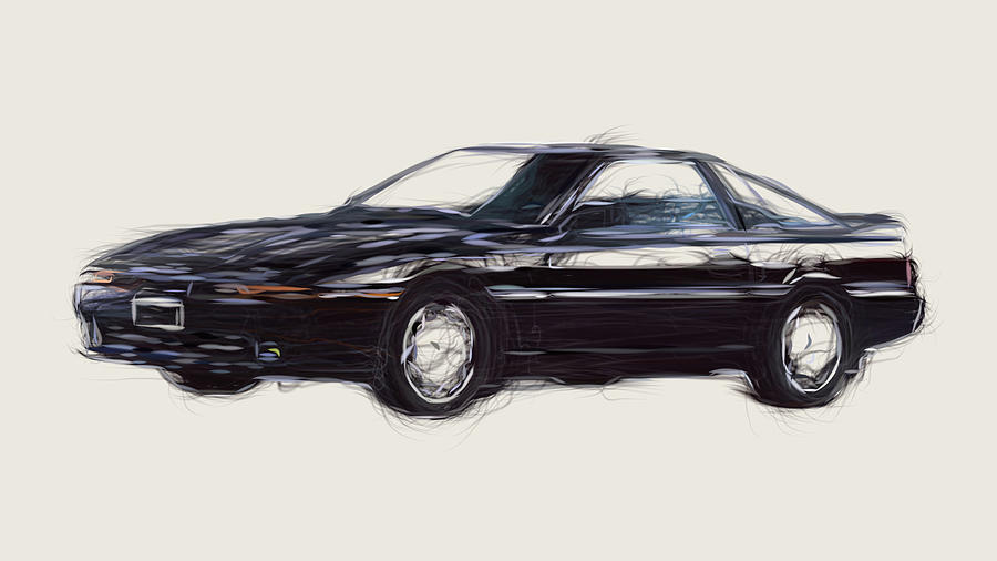 Toyota Supra Turbo Drawing #3 Digital Art by CarsToon Concept