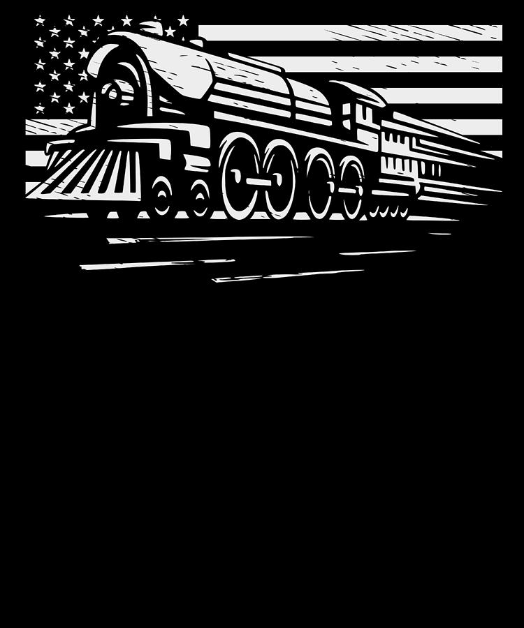 Train Digital Art - Train Patriotic American Railroad Model Trains Enthusiast  #3 by Toms Tee Store