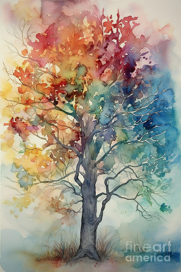 Travana - Tree in watercolor #3 Digital Art by Sabantha - Fine Art America