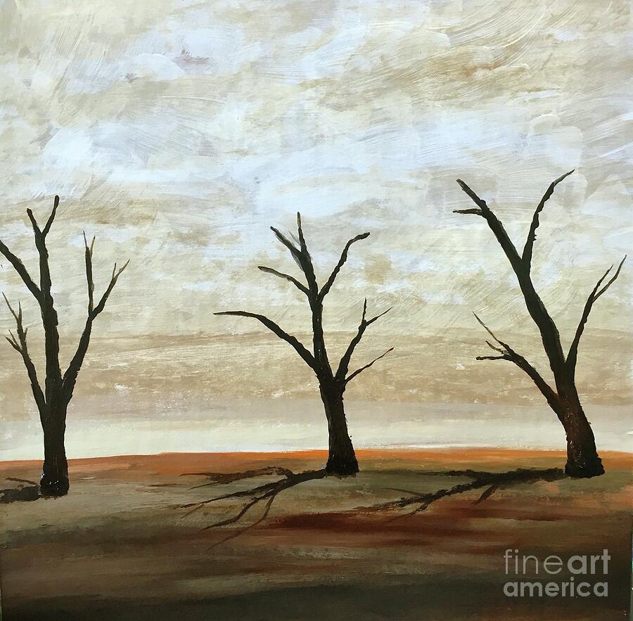 Landscape Painting - 3 Trees  by Albert Algianny