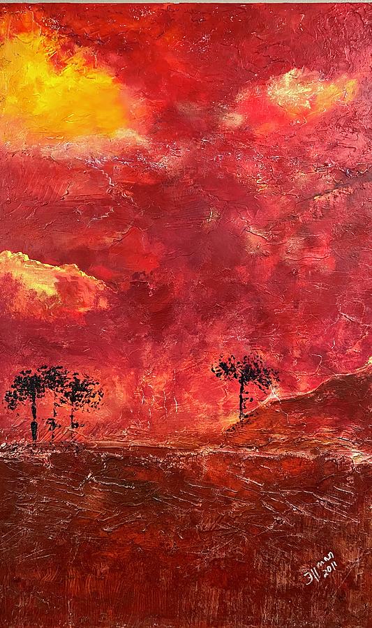 3 trees with separation -- the Witch Fire Painting by Dennis Ellman