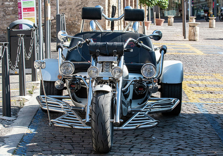 Transportation Photograph - Trike Motorbike Parked Three Wheeled Motorcycle #3 by Cardaio Federico