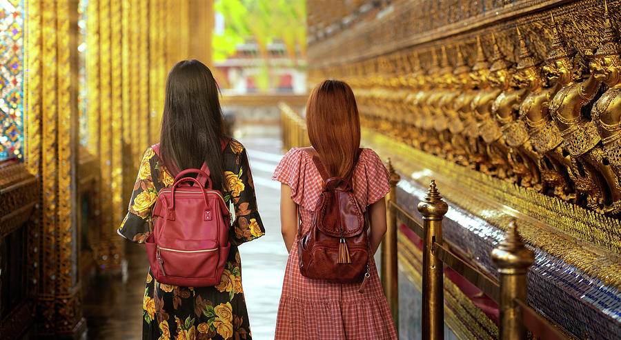 Two Asian Girlfriends Traveling Photograph By Anek Suwannaphoom Fine