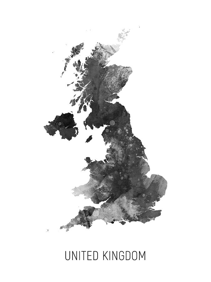 United Kingdom Watercolor Map #3 Digital Art by Michael Tompsett