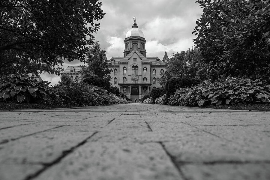 University of Notre Dame Golden Dome in black and white #3 Photograph by Eldon McGraw