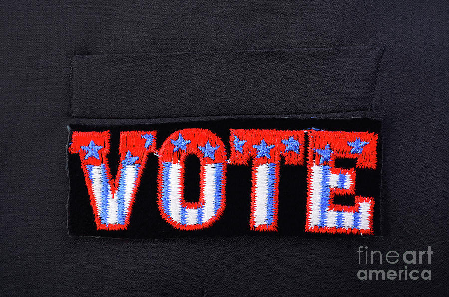 USA Vote Badge on suit pocket. #3 Photograph by Milleflore Images