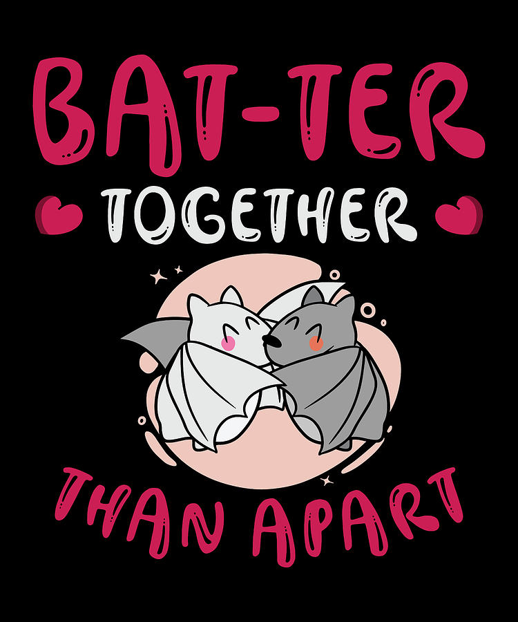 Wildlife Digital Art - Valentines Day Cuddling Cute Bats Couple #3 by Toms Tee Store