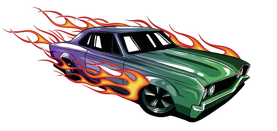 Vintage Car Hot Rod With Flames Vector Coffee Mug by Dean Zangirolami -  Pixels