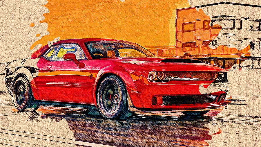 Vehicles Dodge Challenger Srt Demon Drawing by Leonardo Lillian Pixels