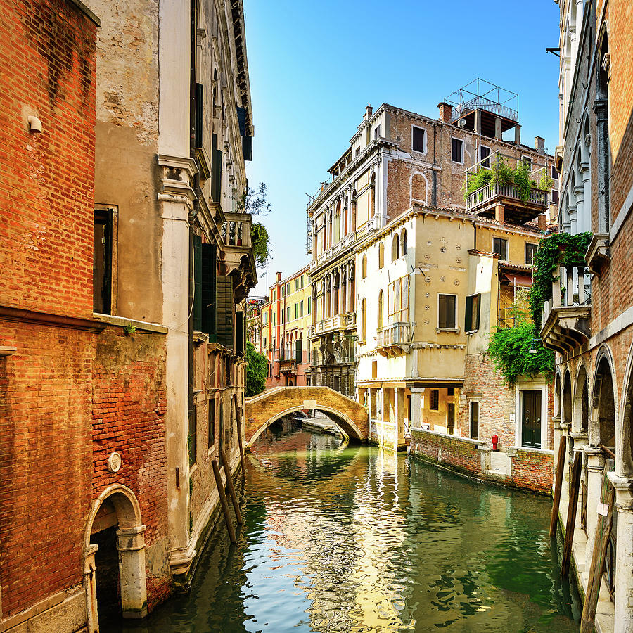 Venice cityscape, buildings, water canal and bridge. Italy #3 Photograph by Stefano Orazzini