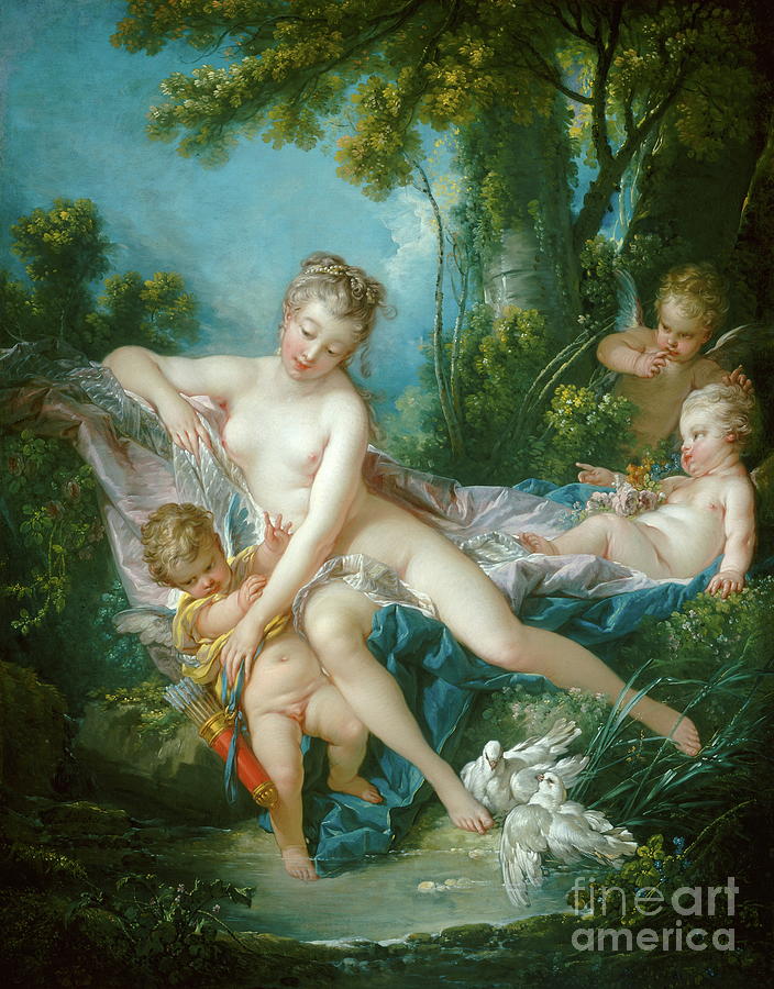 Venus Consoling Love #3 Painting by Francois Boucher