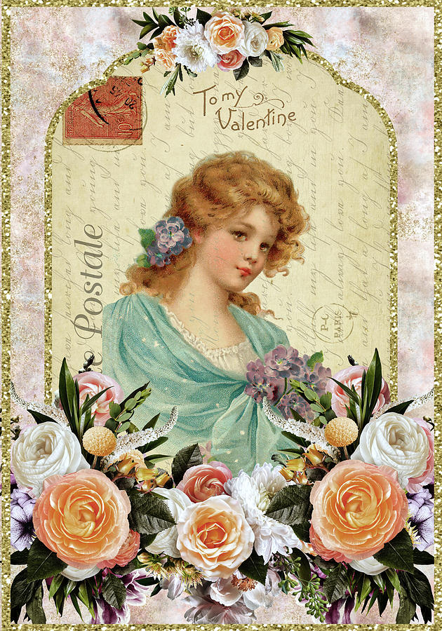 Victorian Style Romantic Valentine Card Digital Art by Mrs Pickles ...