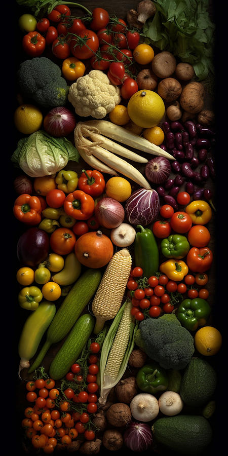 Fantasy Painting - view  from  top  photo  realism  fresh  vegetables    by Asar Studios #3 by Celestial Images