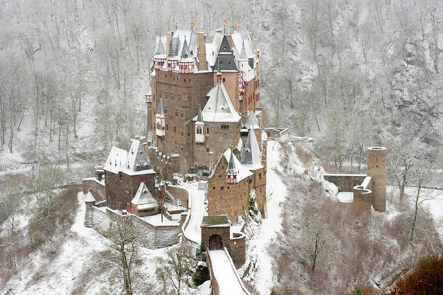 View of Burg Eltz castle in winter snow in Germany Photograph by Iain ...