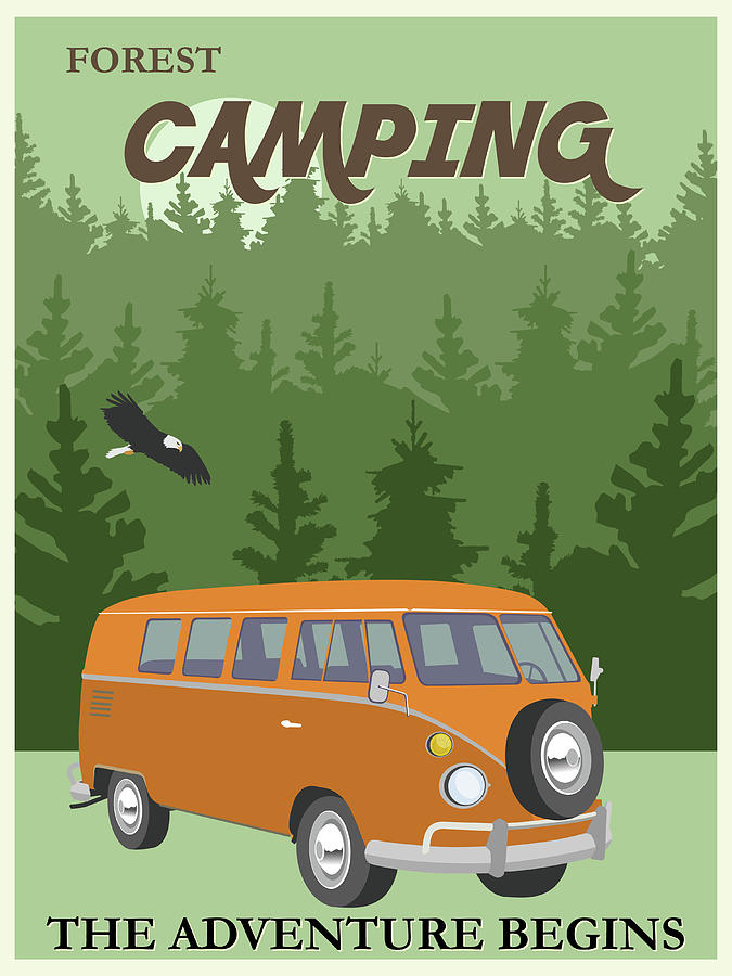 Vintage Camping Poster #3 Drawing by Travel Poster