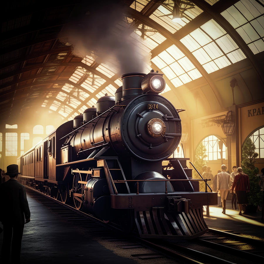 Vintage steam train Digital Art by Fine Art Attic - Pixels