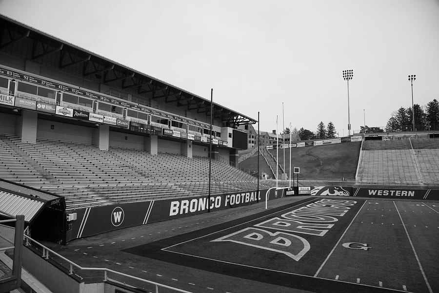 Waldo Stadium at Western Michigan University in black and white #3 Photograph by Eldon McGraw