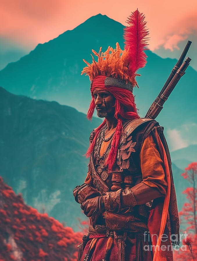 Warrior  From  Kalash  Tribe  Pakistan    Surreal  By Asar Studios Painting