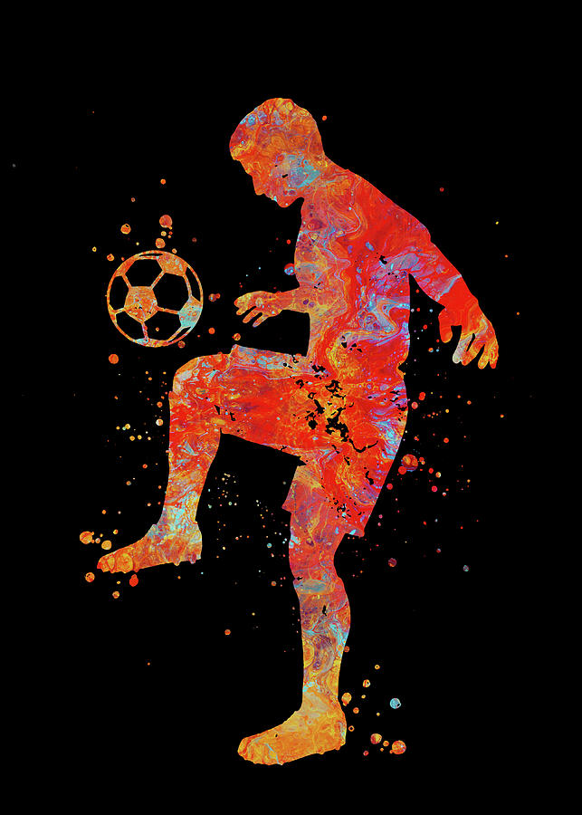 Watercolor Soccer Player Man Watercolor Print Running Soccer Boy ...