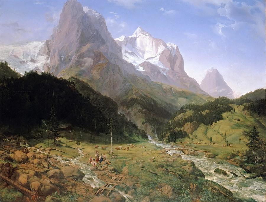 Ernst Painting - Wetterhorn #1 by Ernst Ferdinand Oehme