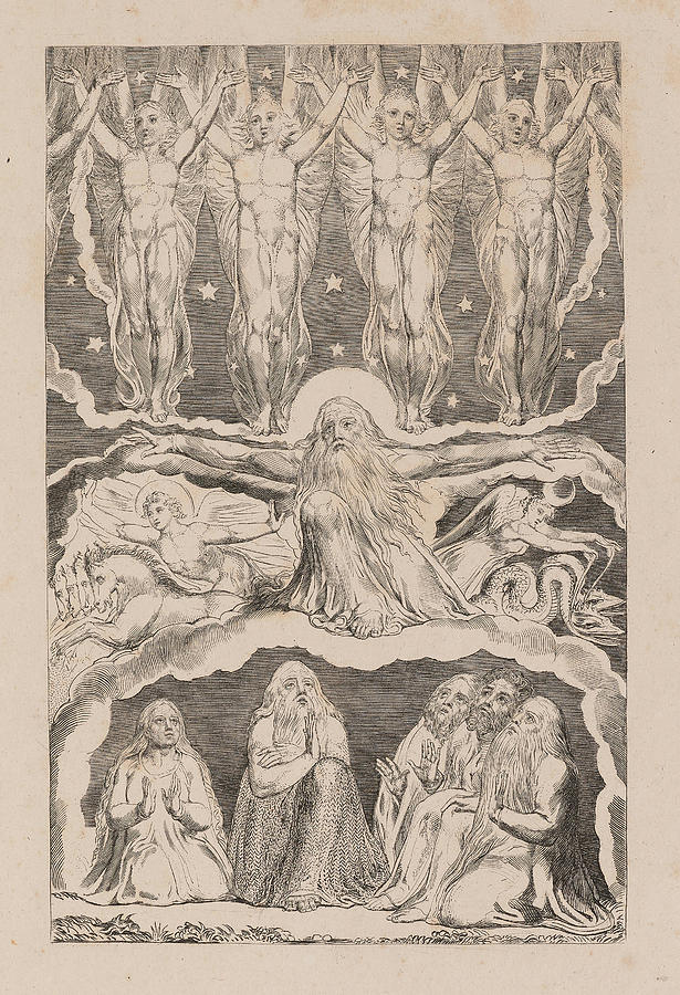 When the Morning Stars Sang Together Drawing by William Blake - Fine ...