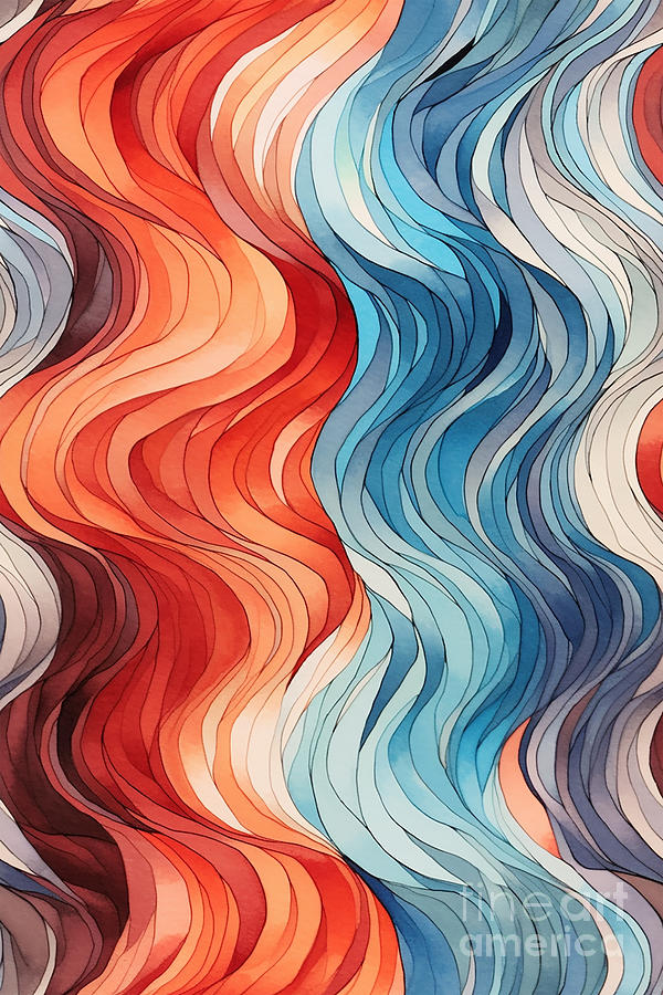 Wibra - Wave Pattern In Red And Blue Digital Art