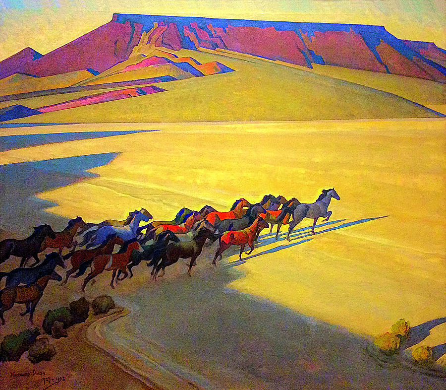 Wild Horses of Nevada #3 Painting by Maynard Dixon