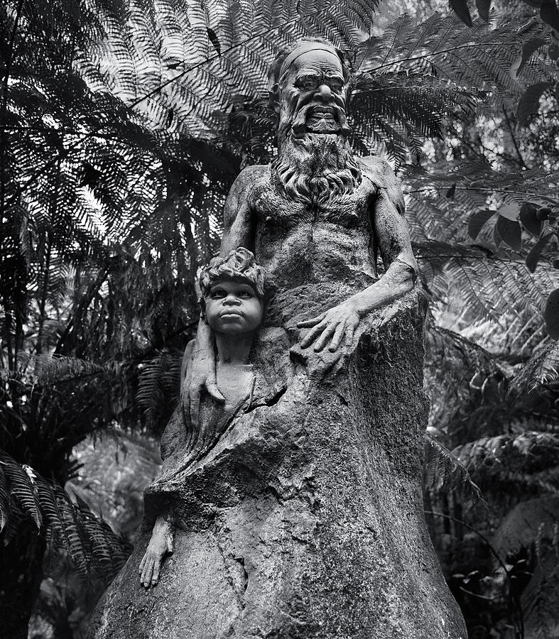 William Ricketts Aboriginal sculpture - Black and white photo  #10 Sculpture by Paul E Williams