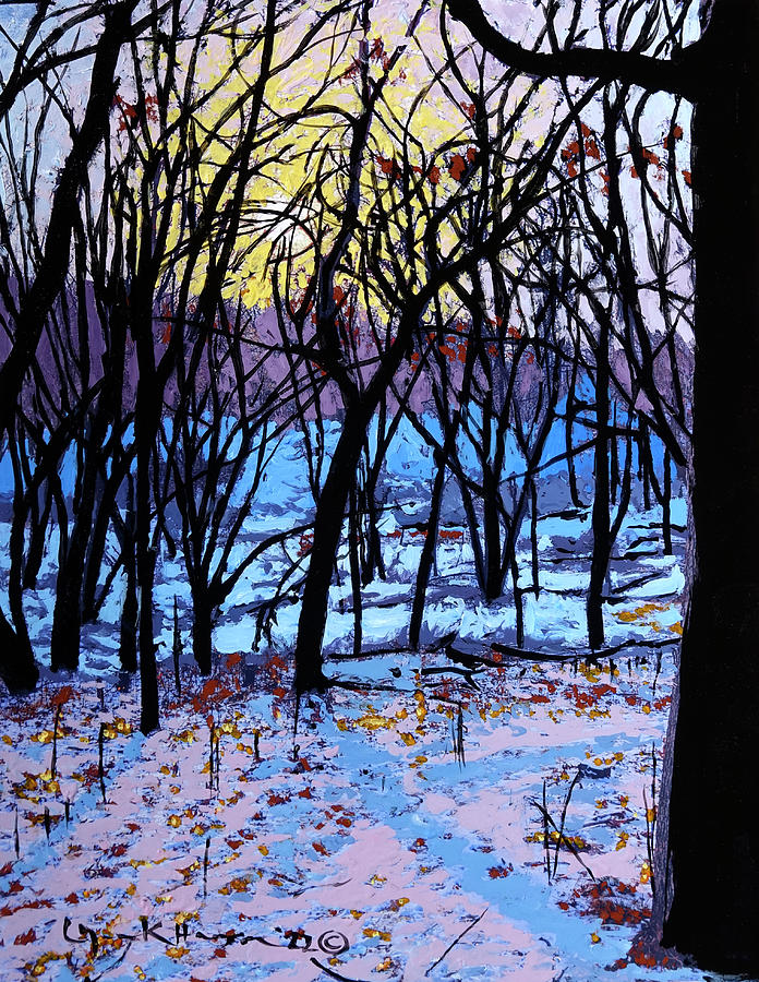 Winter Sunset In the Forest #3 Painting by Lynn Hansen
