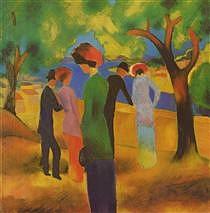 Green Painting - Woman in a Green Jacket by August Macke