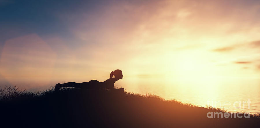 Woman in yoga pose, zen meditation at sunset. #3 Photograph by Michal Bednarek