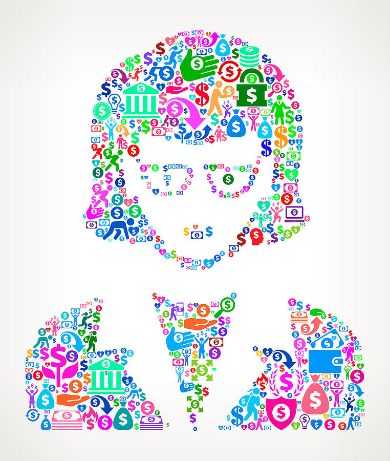 Womans Face Portrait Money Vector Icon Pattern #3 Drawing by Bubaone