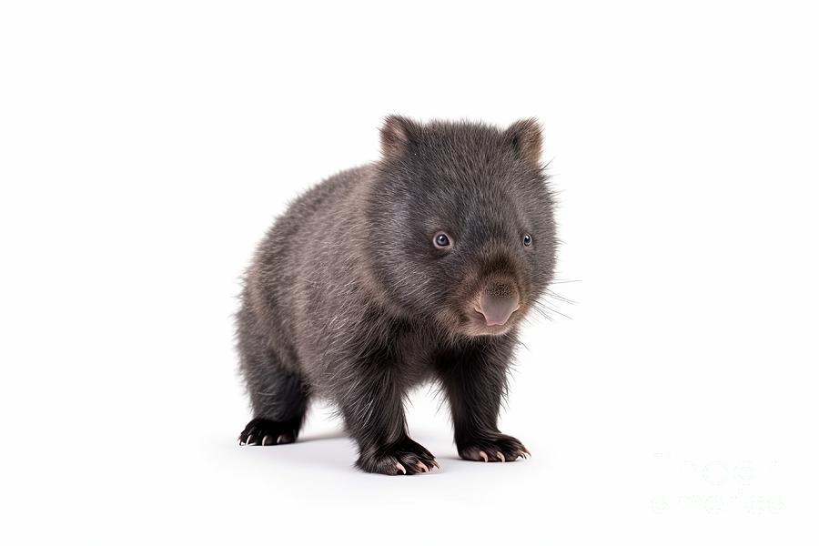 Wombat Joey Isolated On White Background #3 Digital Art by Benny Marty