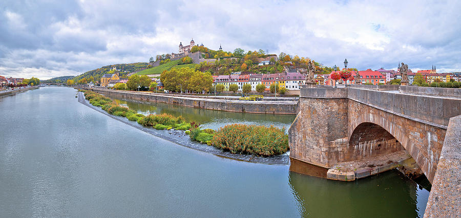 Wurzburg. Main river waterfront and scenic Wurzburg castle and v #3 Photograph by Brch Photography