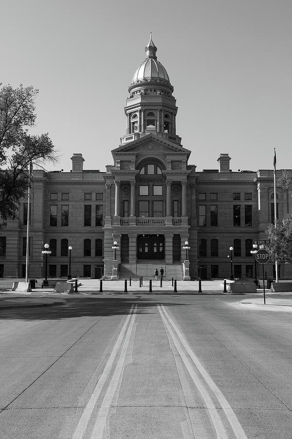 Wyoming state capitol building in Cheyenne Wyoming in black and white #3 Photograph by Eldon McGraw