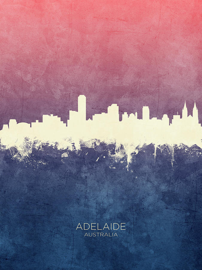Skyline Digital Art - Adelaide Australia Skyline #30 by Michael Tompsett