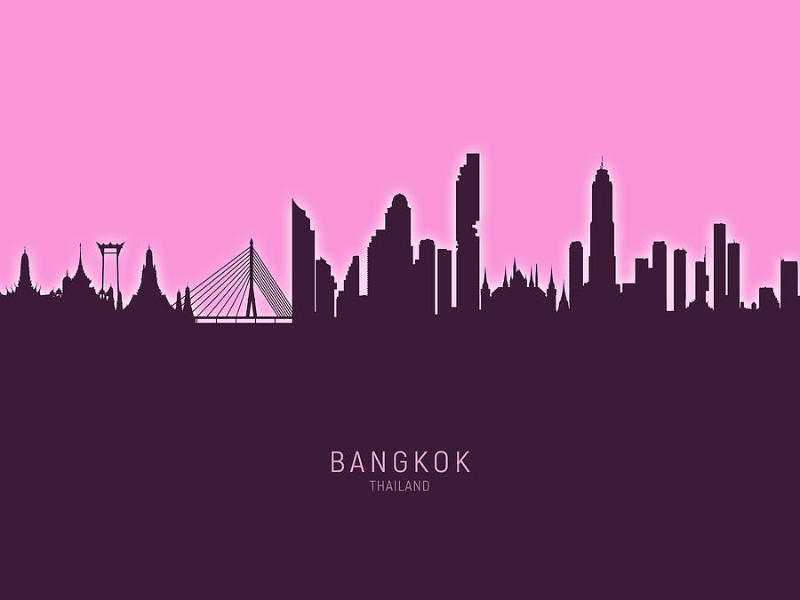 Bangkok Thailand Skyline #30 Digital Art by Michael Tompsett